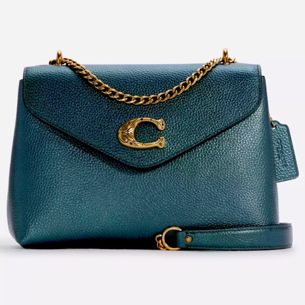 Dark Teal Coach Tammie Shoulder Bag